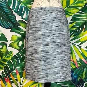 $109 Ann Taylor 10/12 Blue White Black Tweed Pencil Spring Work Office Skirt